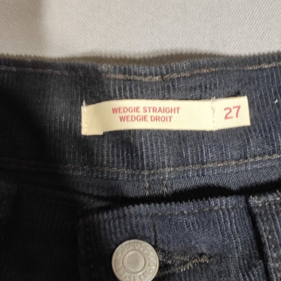 Levi's wedgie straight corduroy pants women's size W27/L26 midnighr black colour - Picture 6 of 15